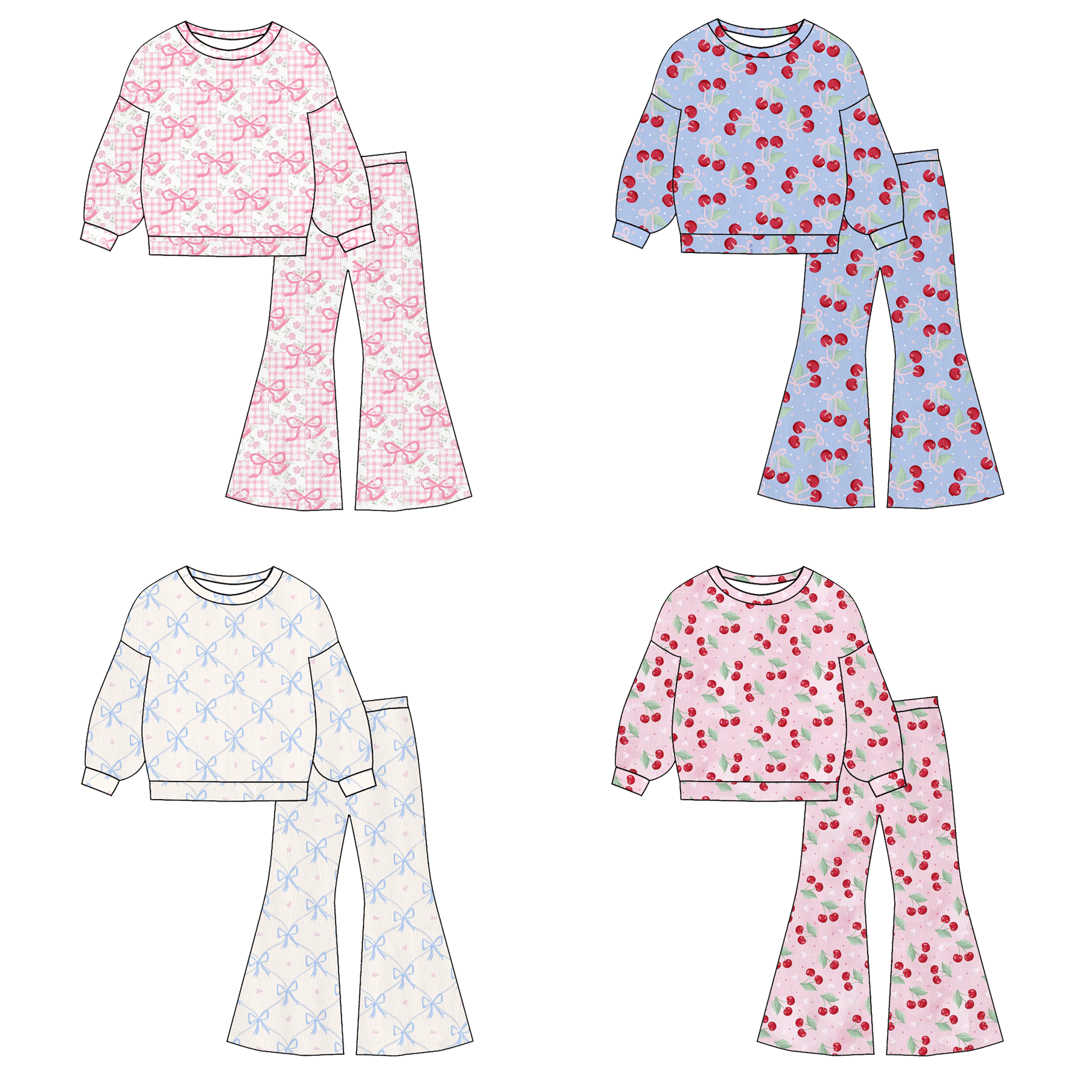 （Pre Order）Girls Valentine's Day Print Twill Sweatshirt Suit