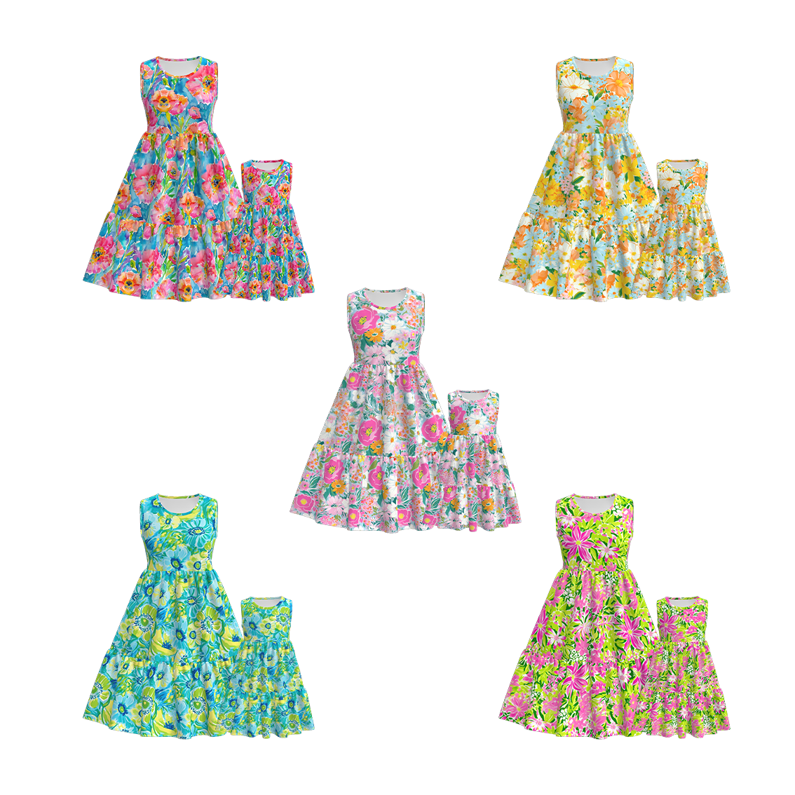 （Pre Order）Mommy and Me Spring and Summer Floral Print Dress