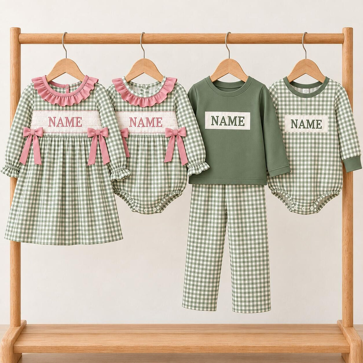 （Weekly Pre-Order）Siblings Spring&Summer Plaid Embroidery Smocked Dress,Set&Romper（Ends 11.1）