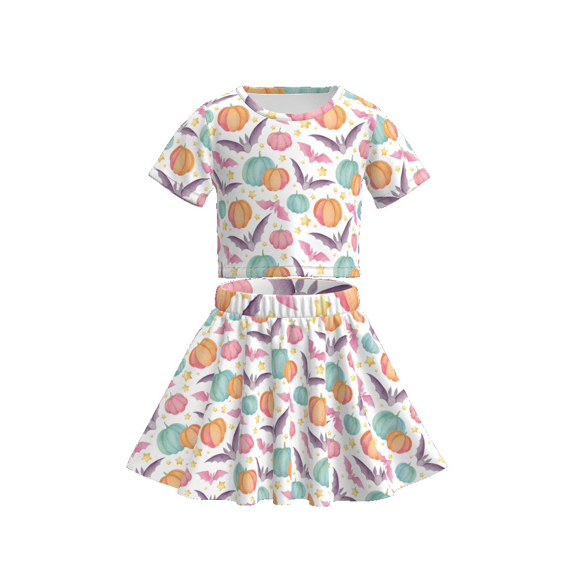 （Pre Order）Girls Halloween Cartoon Print Skirt Set