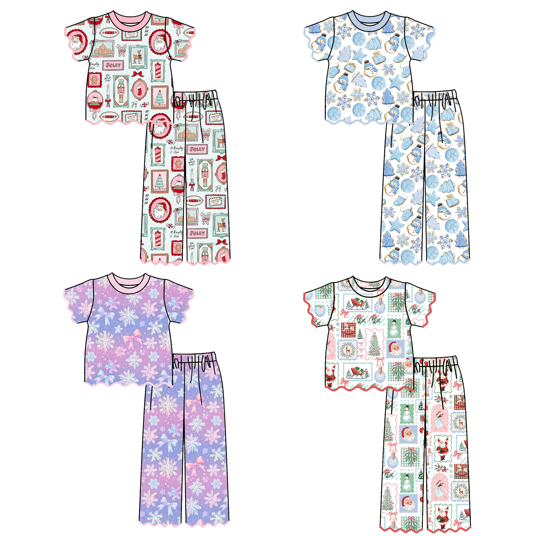 （Weekly Pre-Order）Girls Christmas Embroidery Scallop Set（Ends 8.30）