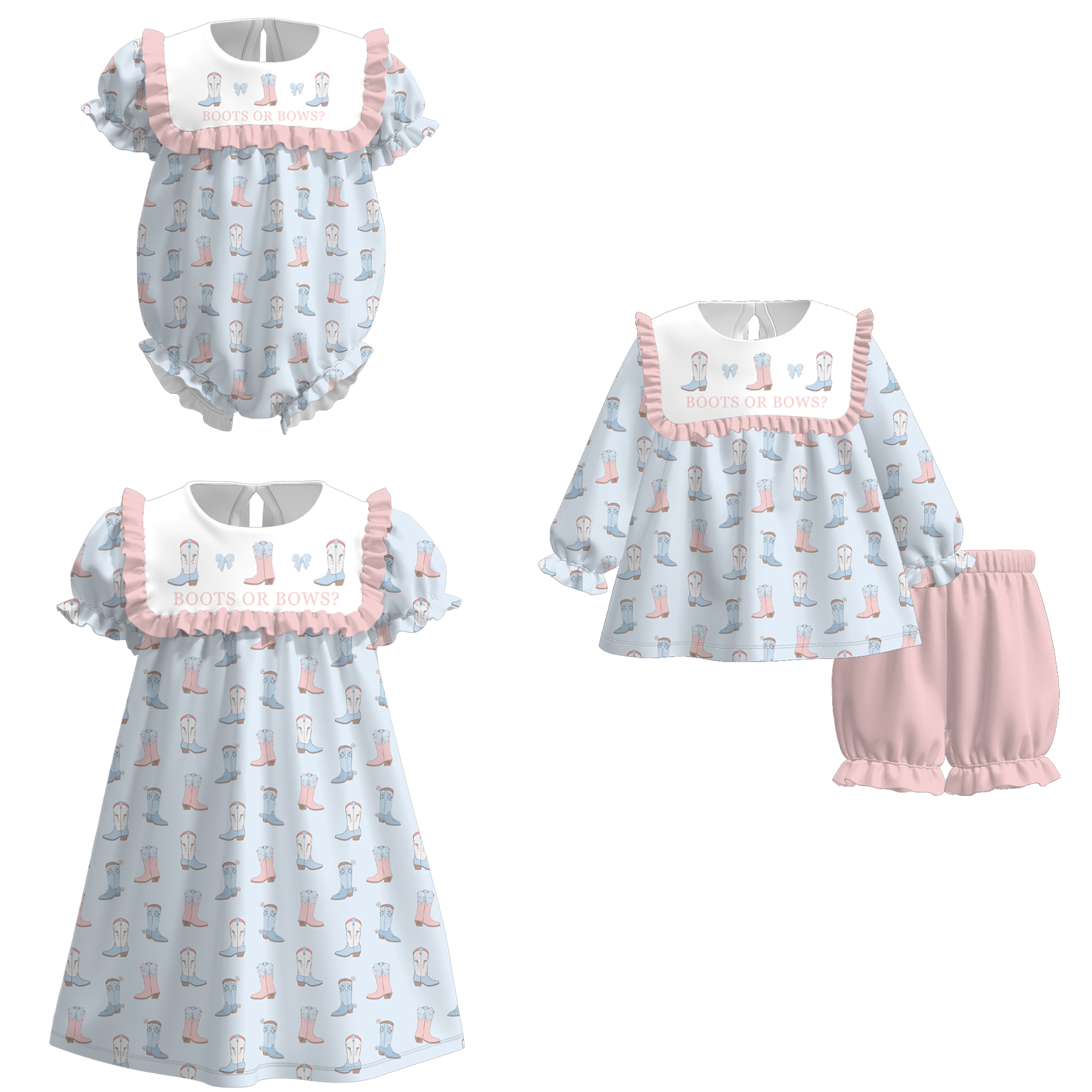 （Pre Order）Sisters Spring Boots Embroidery Dress&Romper