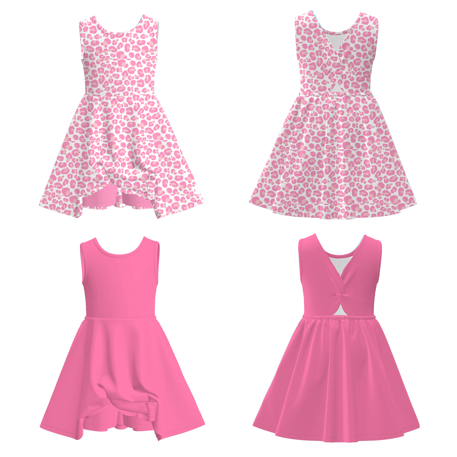 （Pre Order）Girls Spring and Summer Pink Skort Dress
