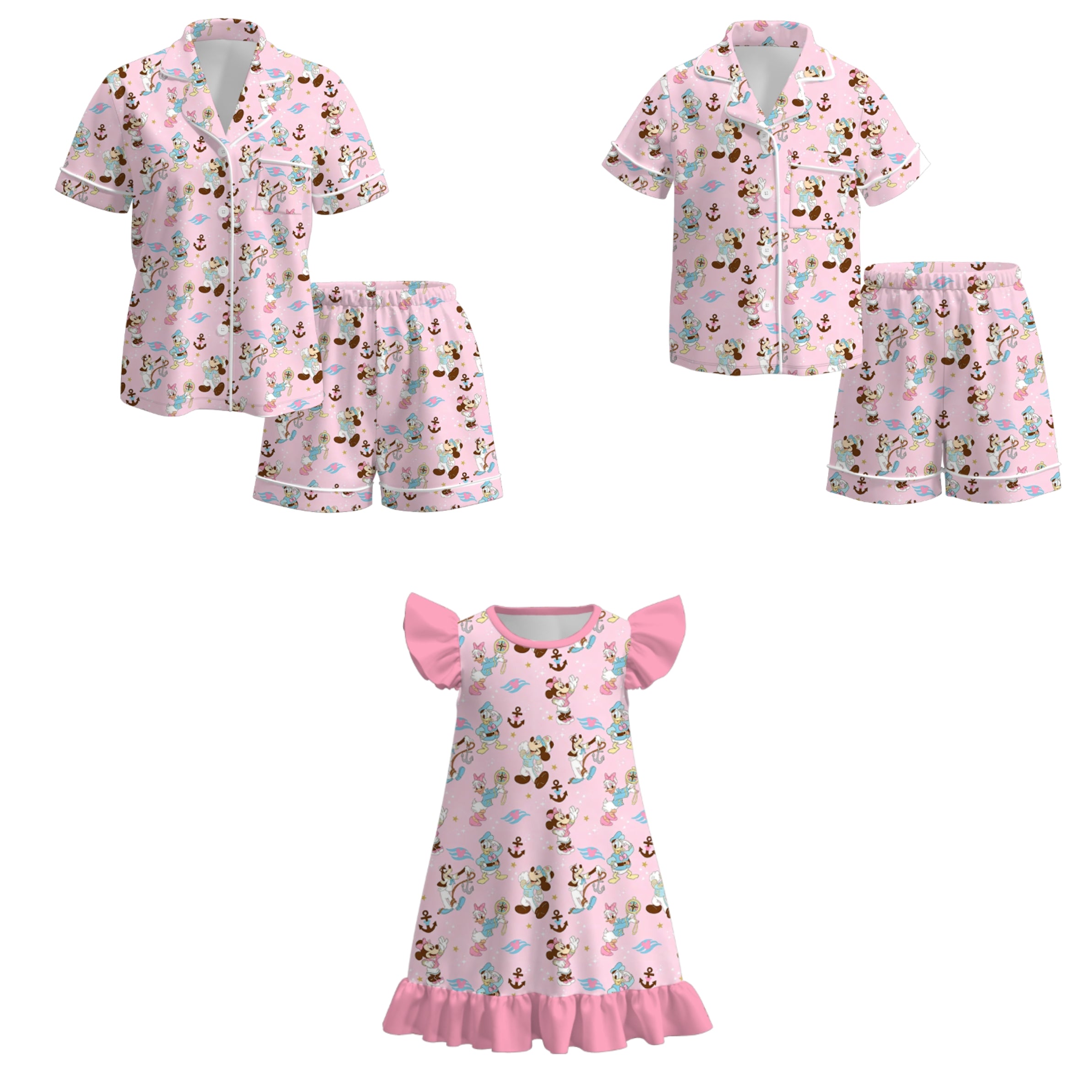 （Pre Order）Mommy and Me Spring&Summer Cartoon Print Pajamas