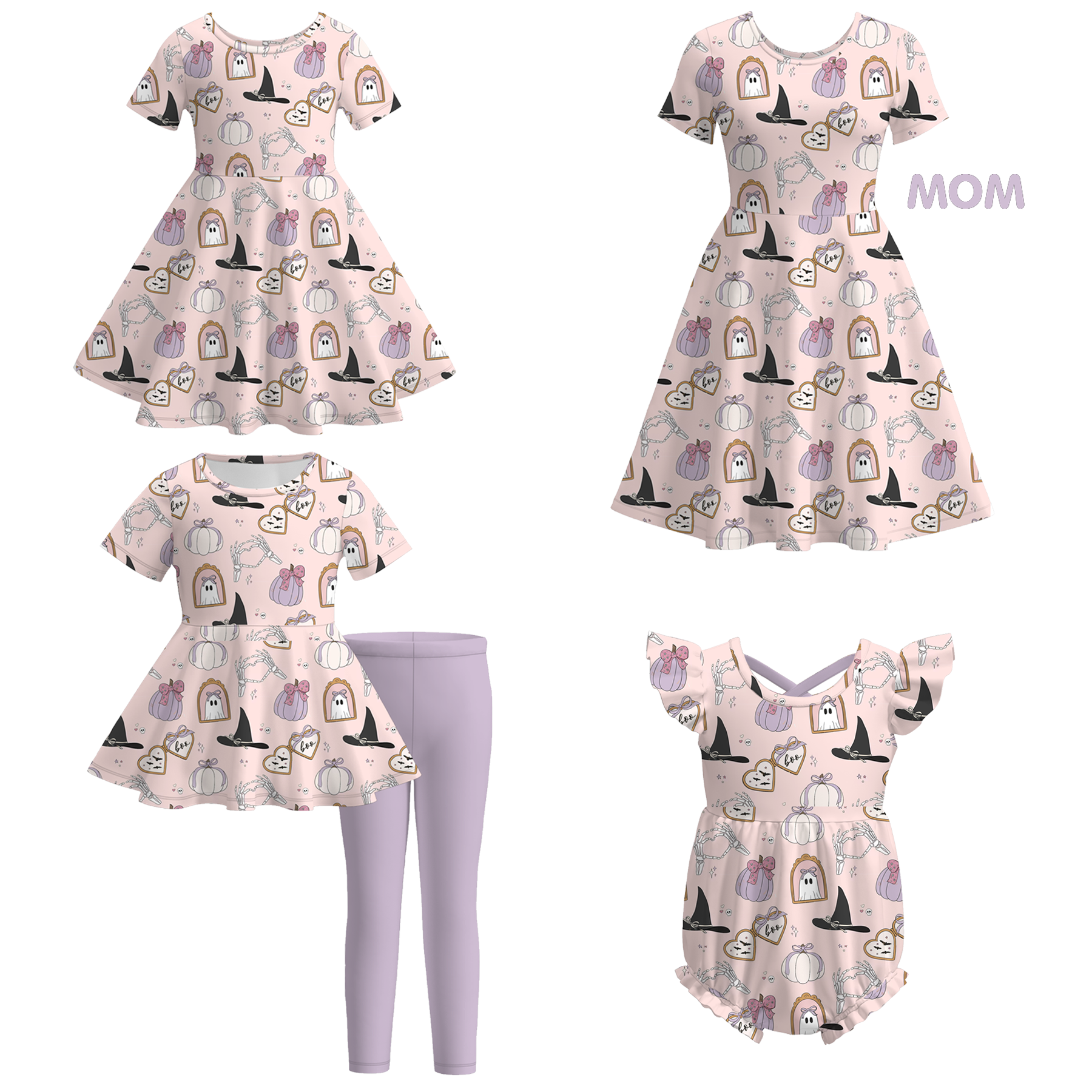 （Pre Order）Family Halloween Cartoon Print Dress,Set＆Romper