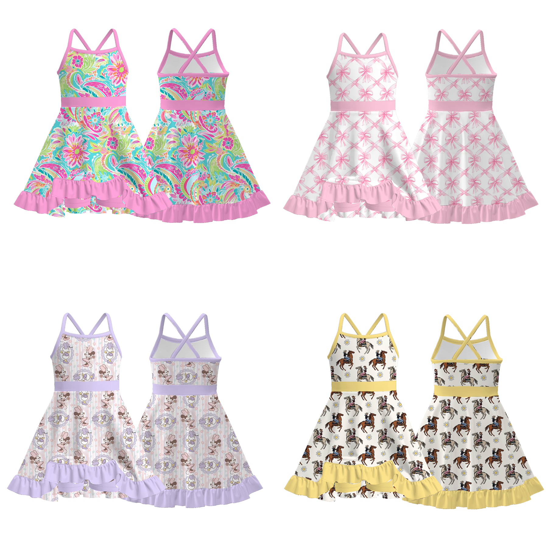 （Pre Order）Girls Spring and Summer Print Skort Dress