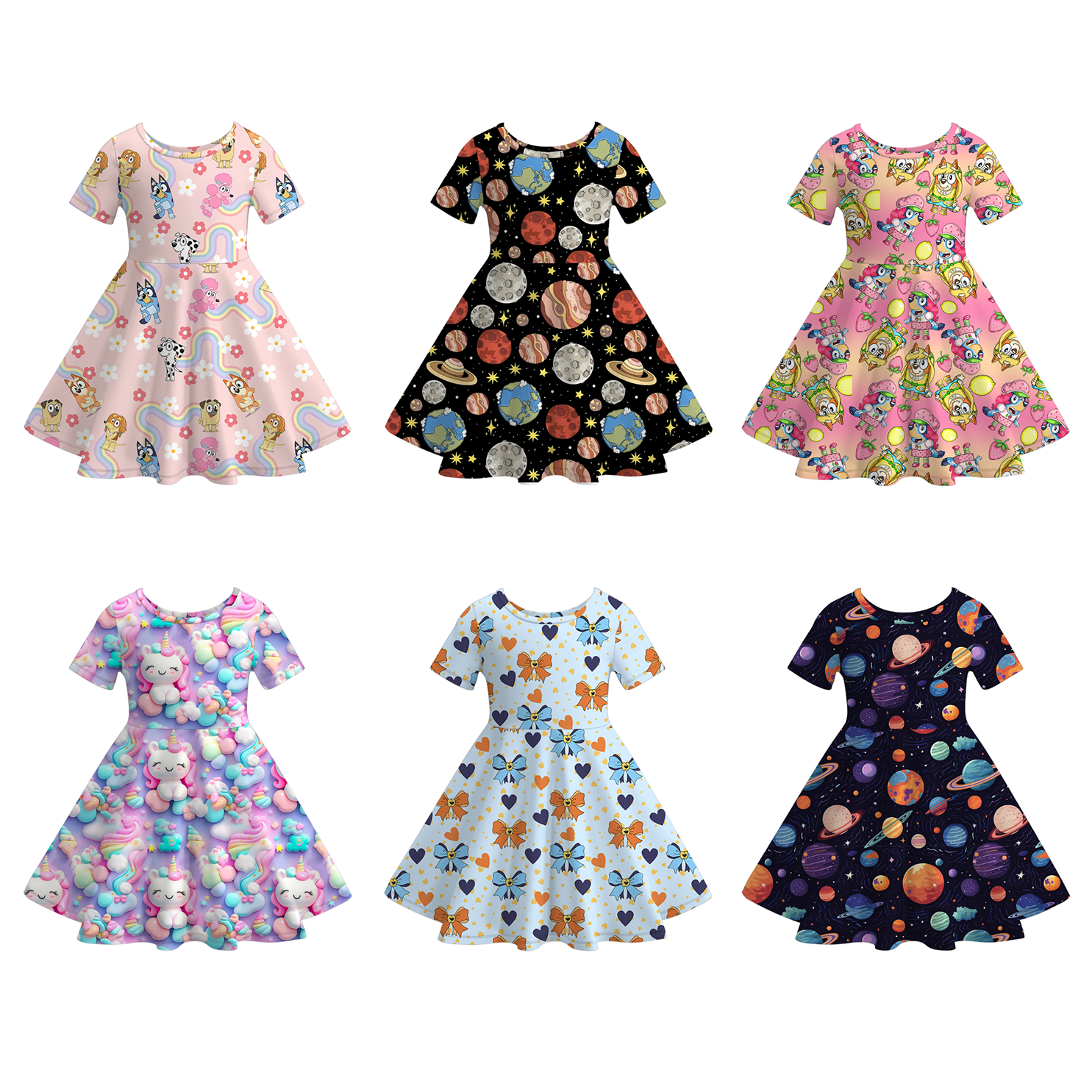 （Pre Order）Girls Spring and Summer Cartoon Print Dress