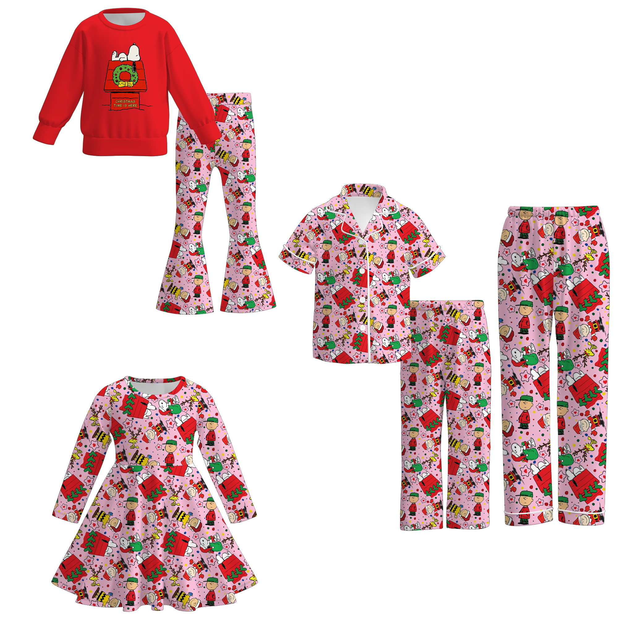 （Pre Order）Family Christmas Cartoon Print Dress,Set＆Pants