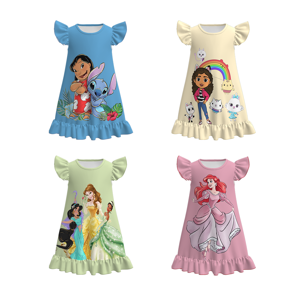 （Pre Order）Girls Spring and Summer Cartoon＆Princess Print Pajamas
