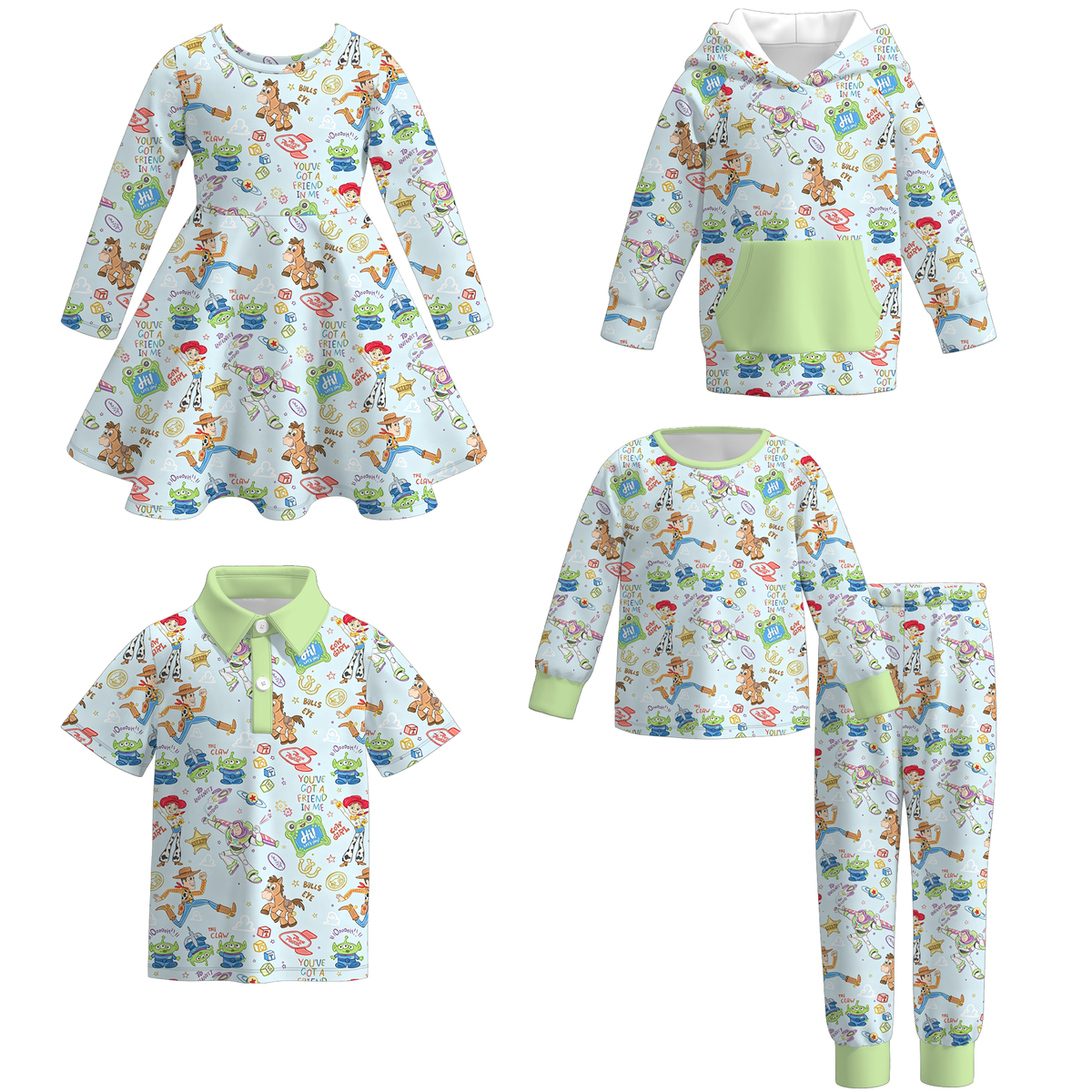 （Weekly Pre-Order）Siblings Cartoon Toy Print Dress,Pajamas&Top（Ends 10.6）