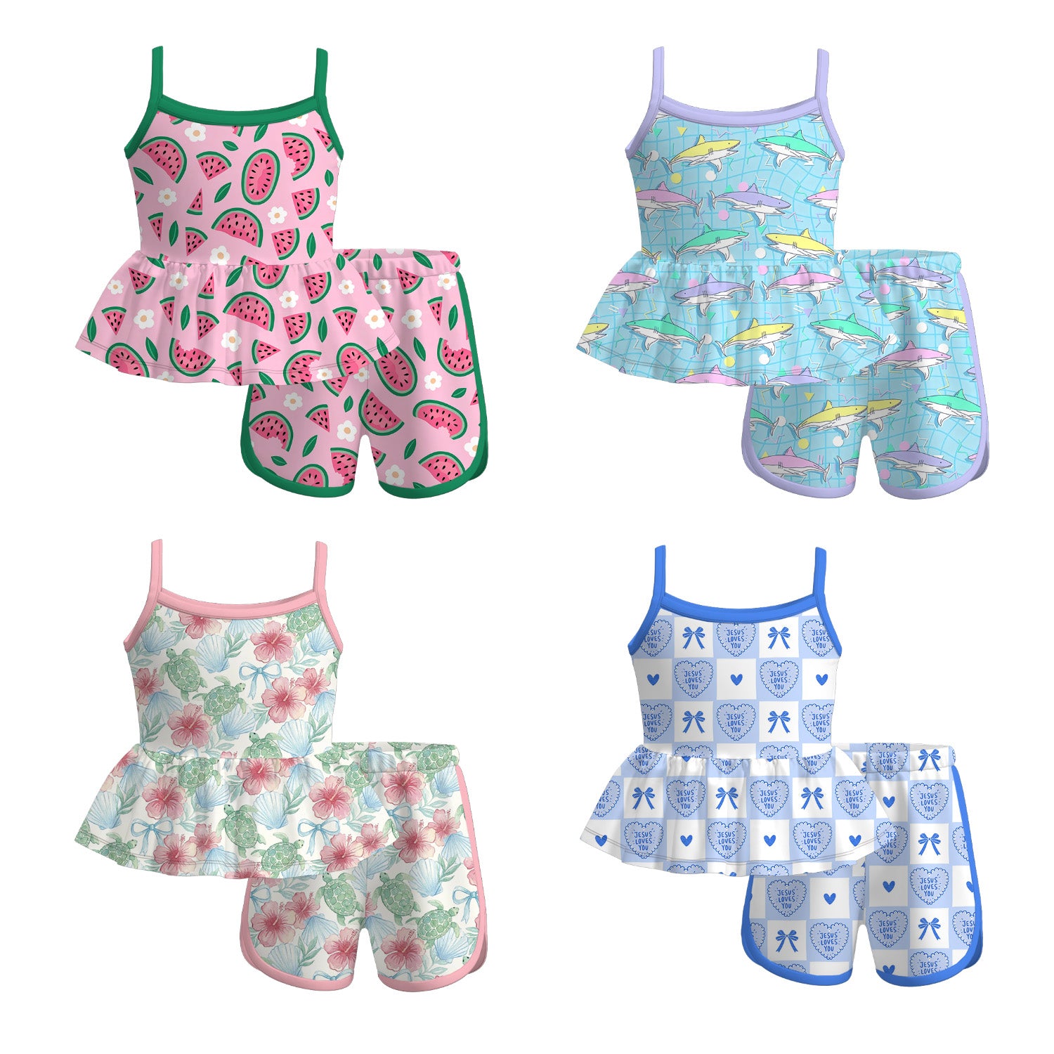 （Pre Order+Prepack Zone）Girls Spring&Summer Print Shorts Set