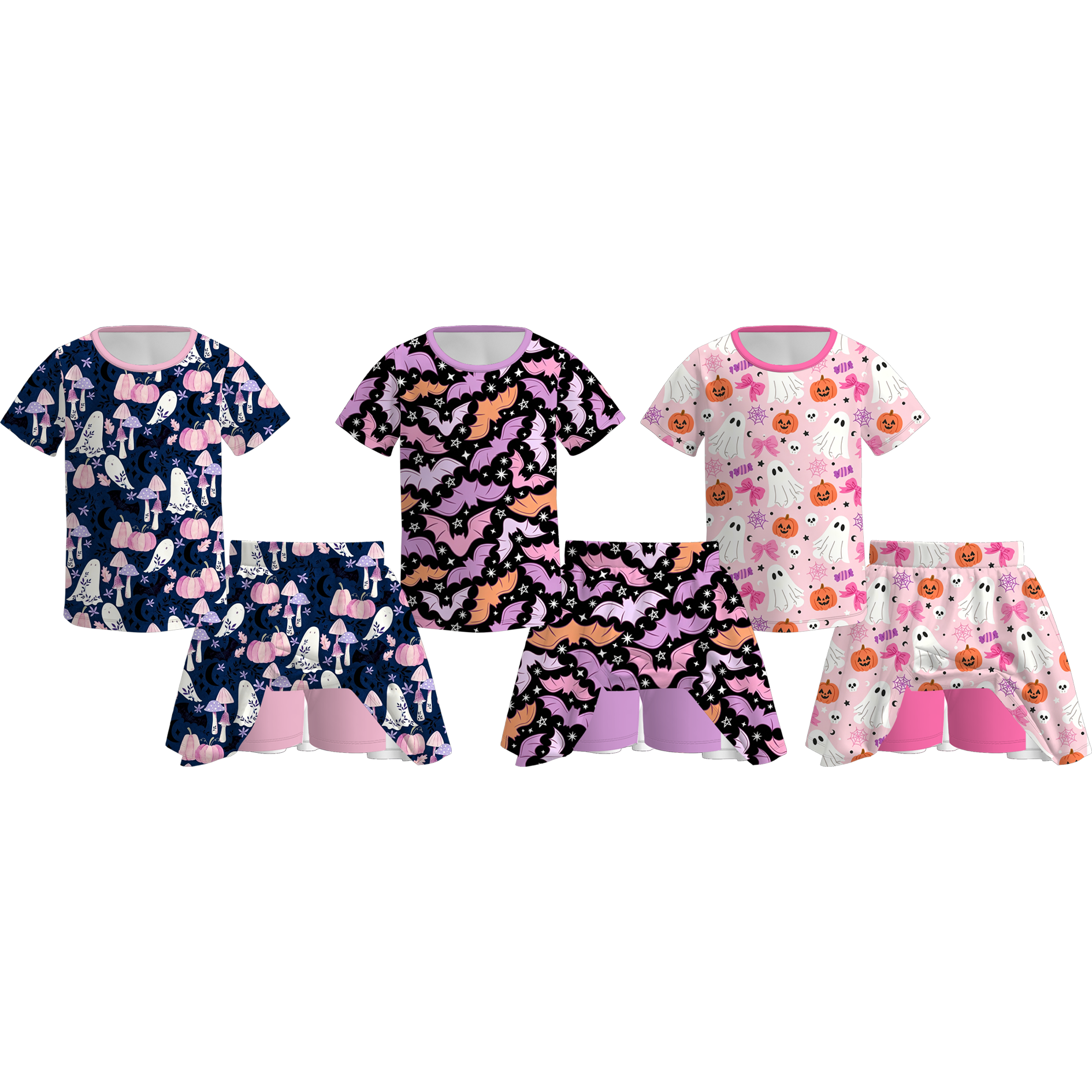 （Pre Order）Girls Halloween Print Skort Set