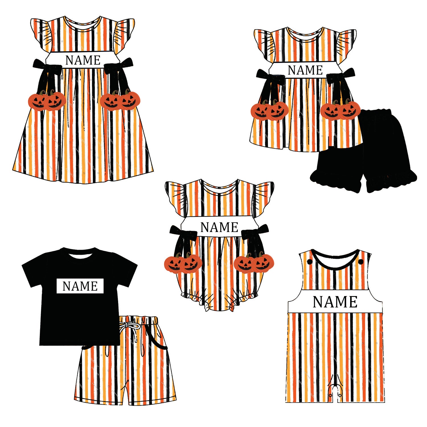 （Pre Order）Siblings Halloween Embroidery Smocked Dress,Set&Romper