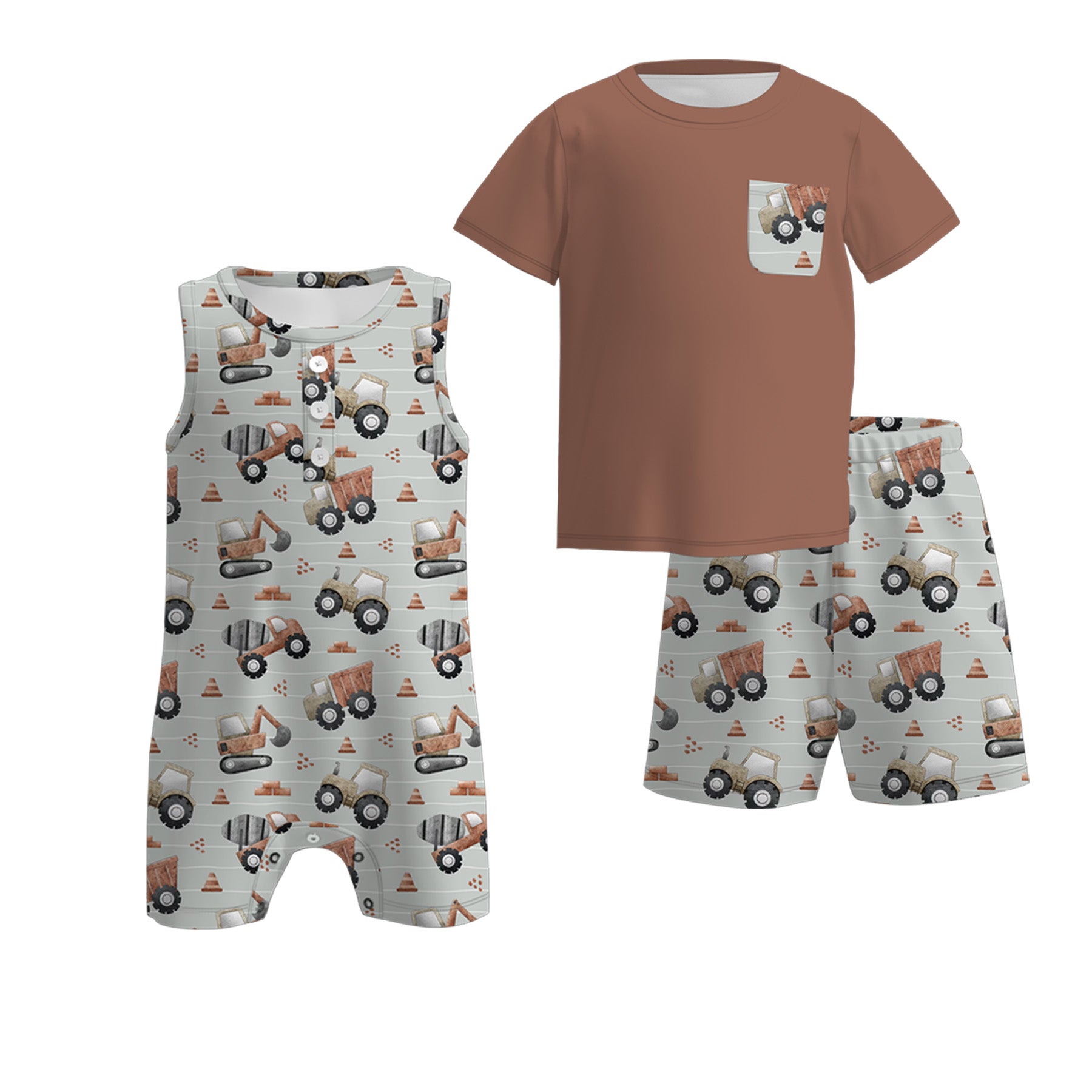 （Pre Order）Brothers Spring and Summer Car Print Set＆Romper