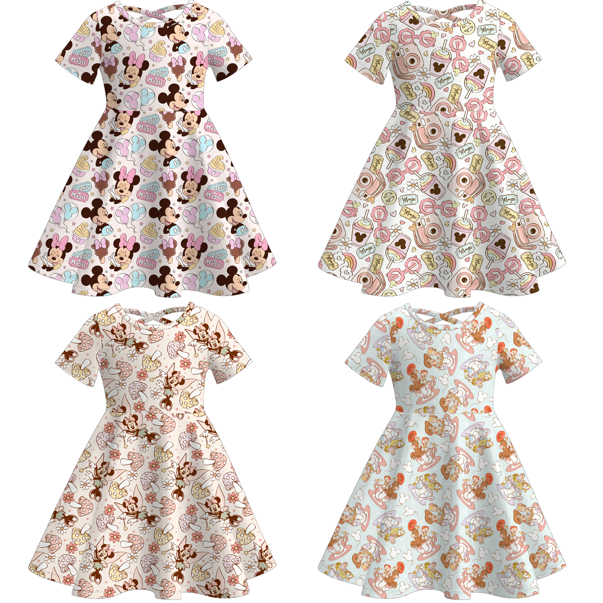 （Pre Order）Girls Spring&Summer Cartoon Print Dress