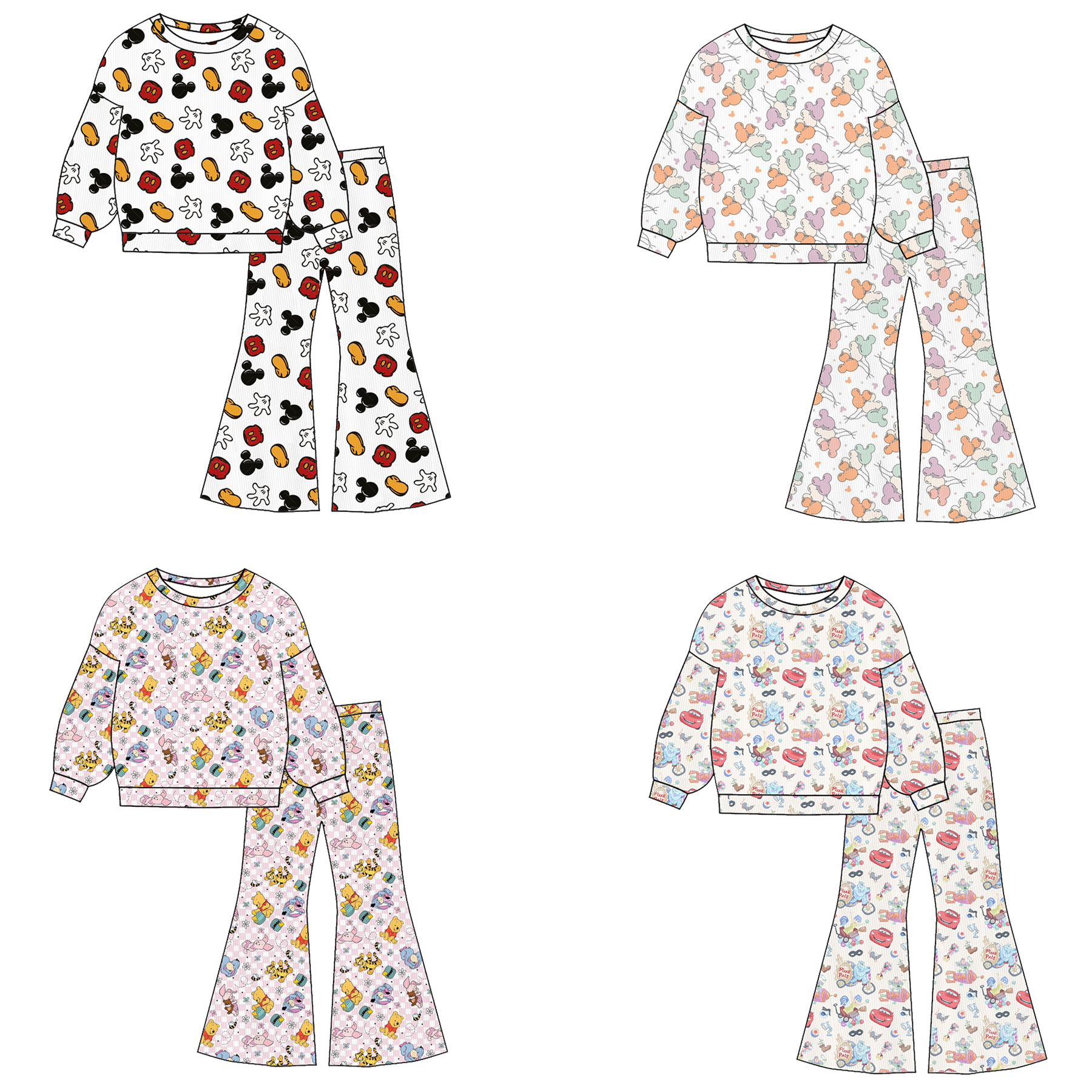 （Pre Order）Girls Spring&Summer Cartoon Print Twill Sweatshirt Suit