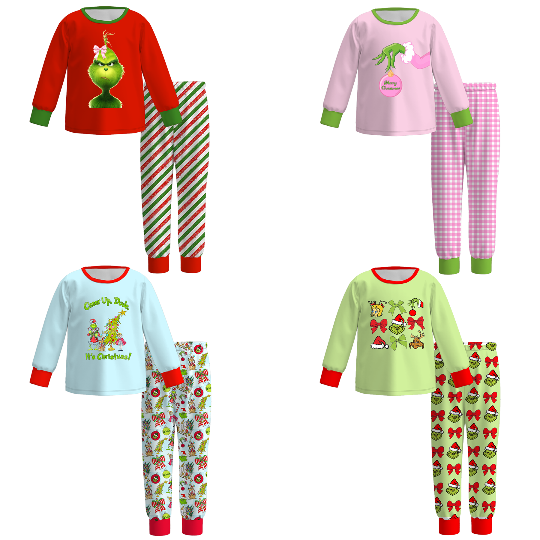 （Pre Order）Girls Christmas Cartoon Print Pajamas