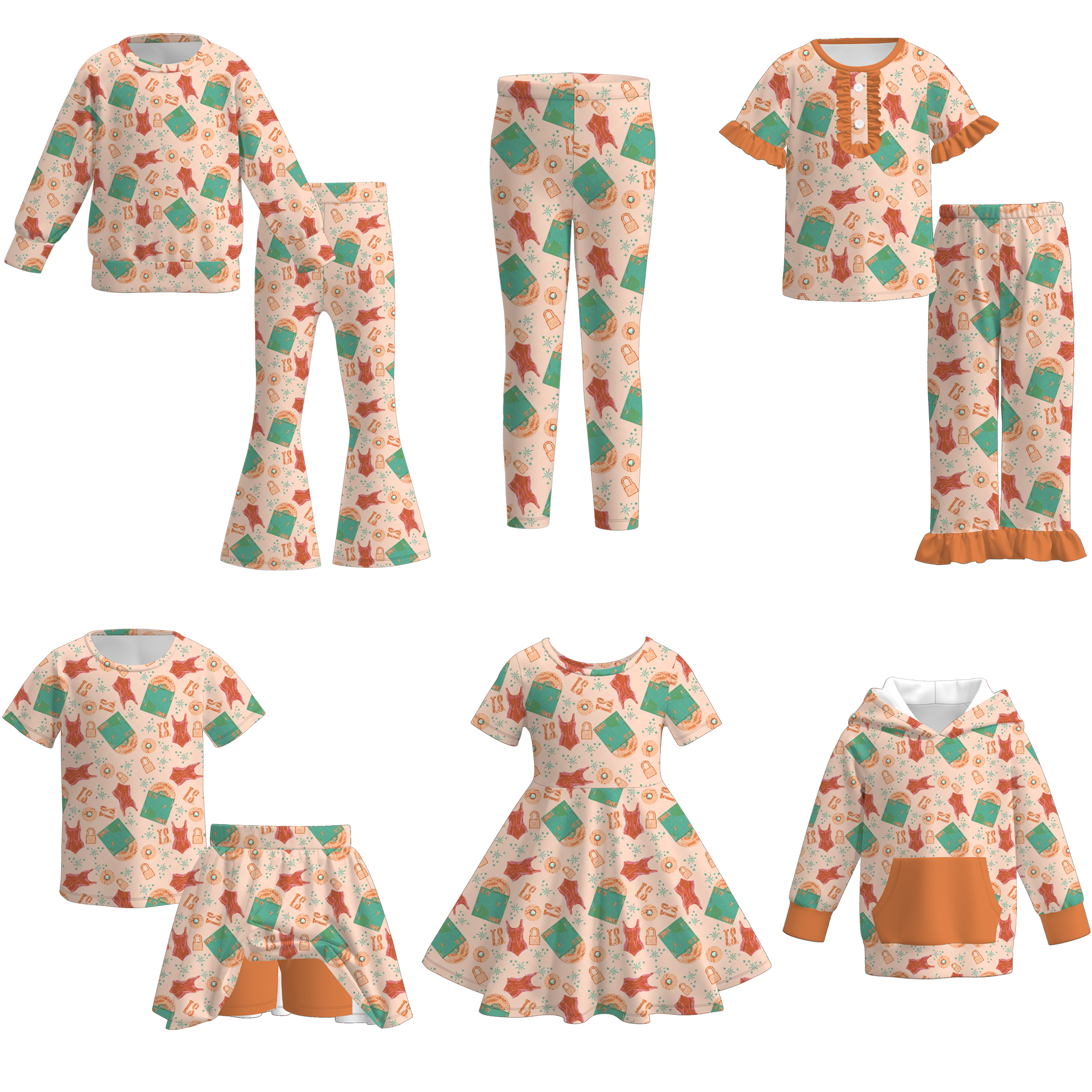 （Pre Order）Family TS Print Dress,Set,Top&Pants