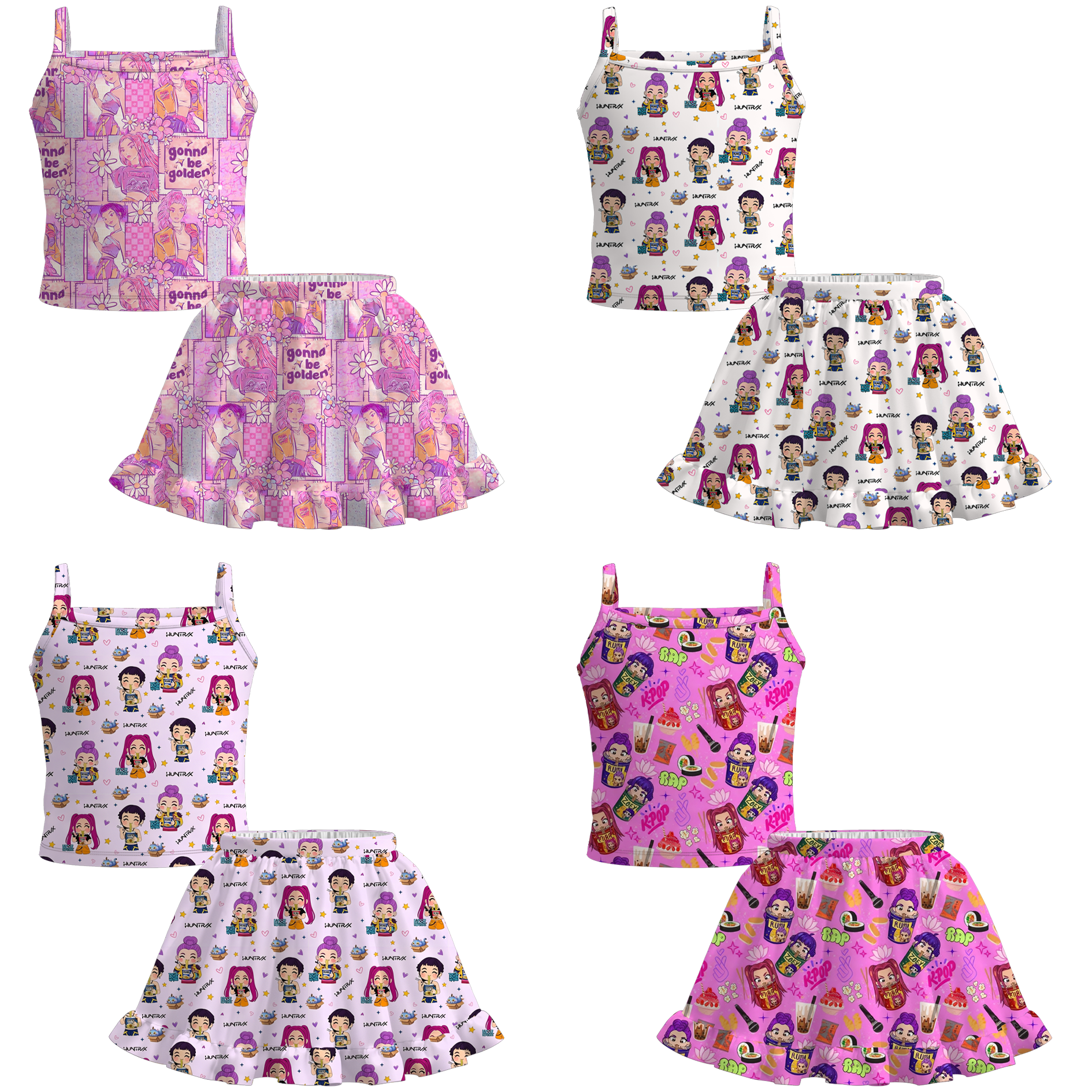 （Pre Order+Prepack Zone）Girls Movie Character Print Skirt Set