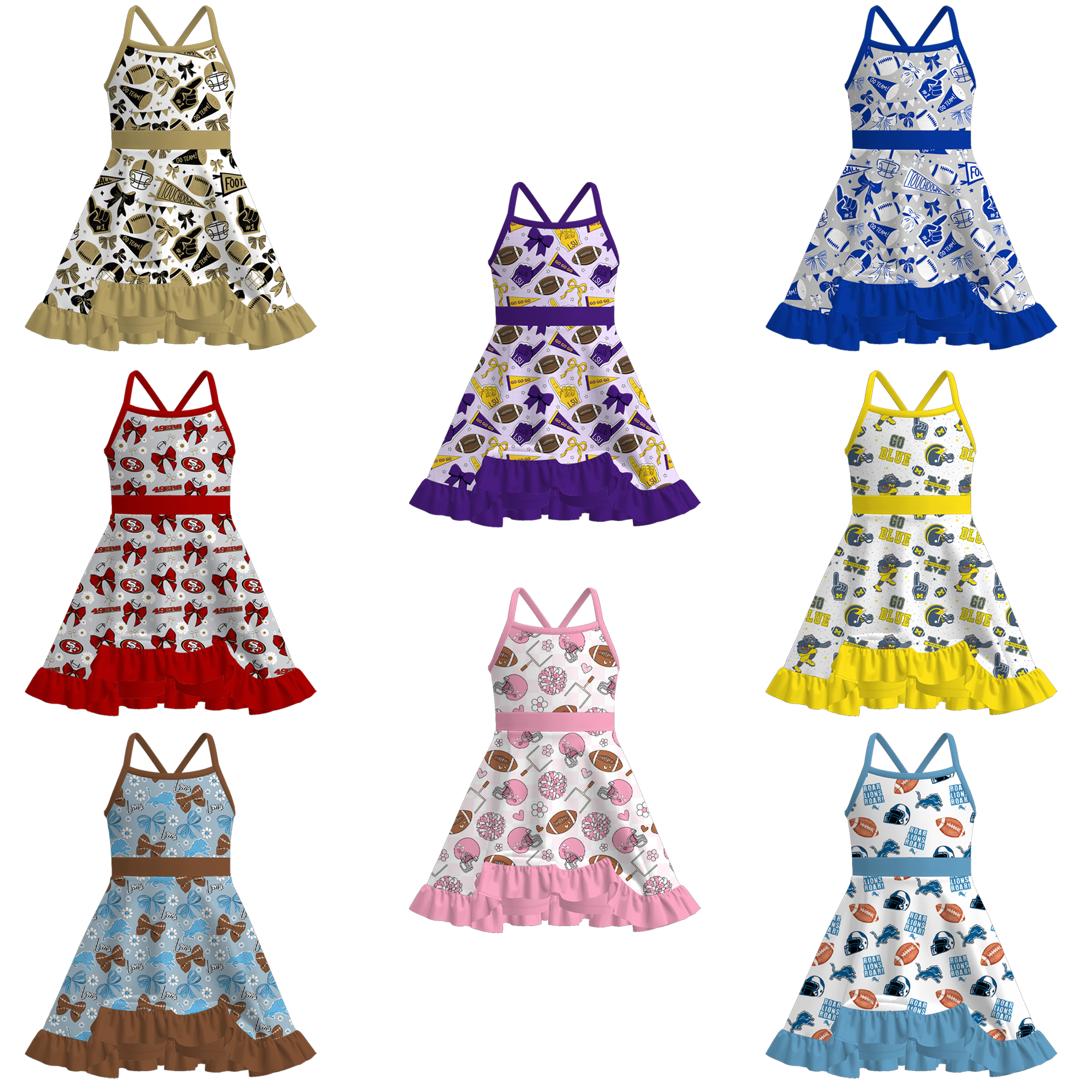 （Pre Order）Girls Summer Football Print Skort Set