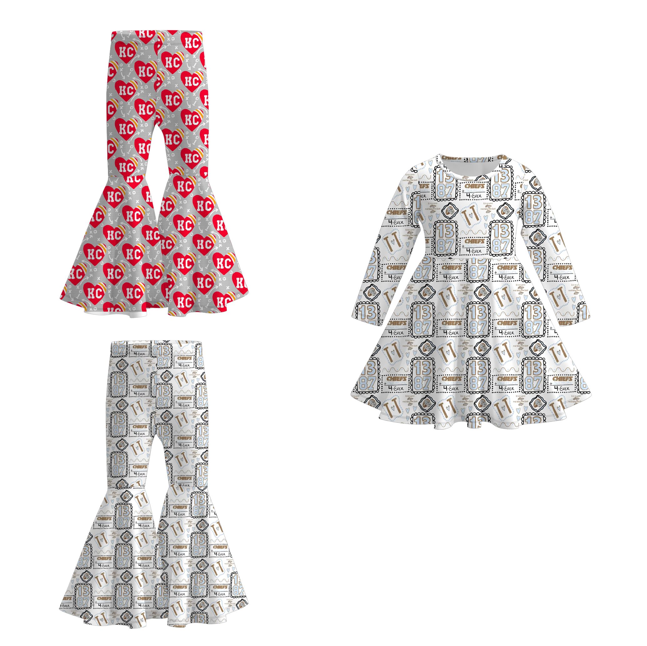 （Pre Order）Girls Football Print Dress&Pants