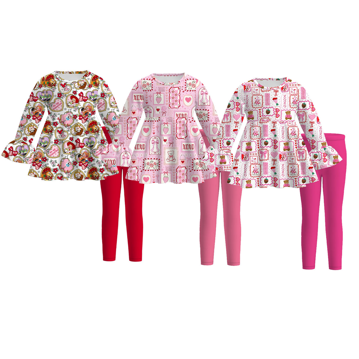 （Weekly Pre-Order）Girls Valentine's Day Print Outfit Set（Ends 11.8）