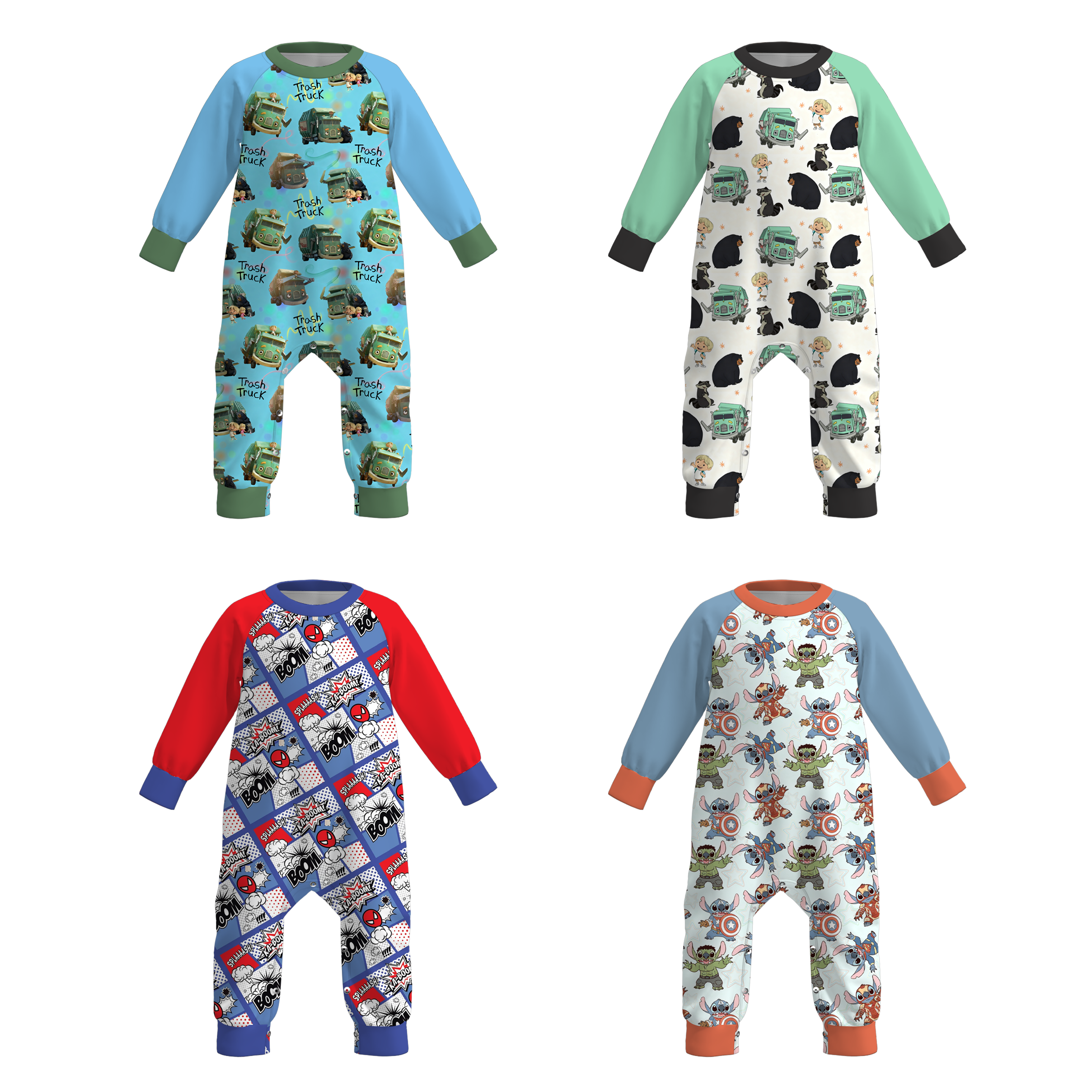 （Pre Order）Toddler Boys Spring&Summer Cartoon Print Romper