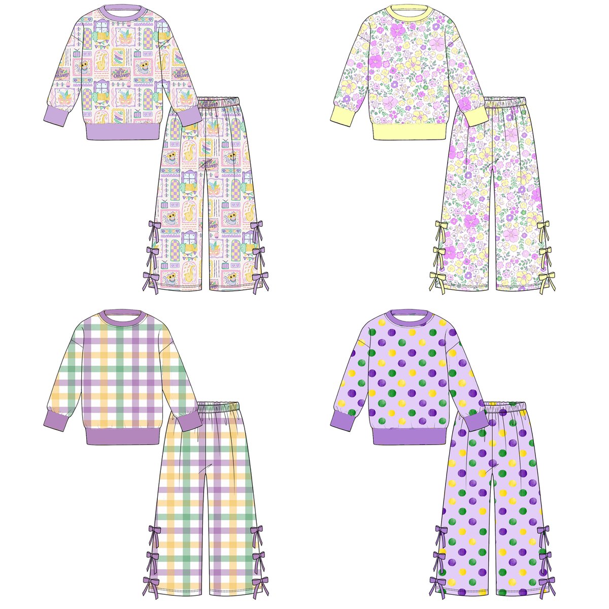 （Weekly Pre-Order）Girls Mardi Gras Print Outfit Set（Ends 10.18）