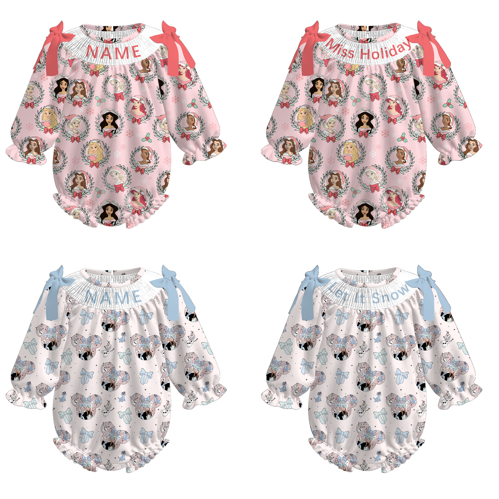（Pre Order）Sisters Princess Embroidery Smocked Romper