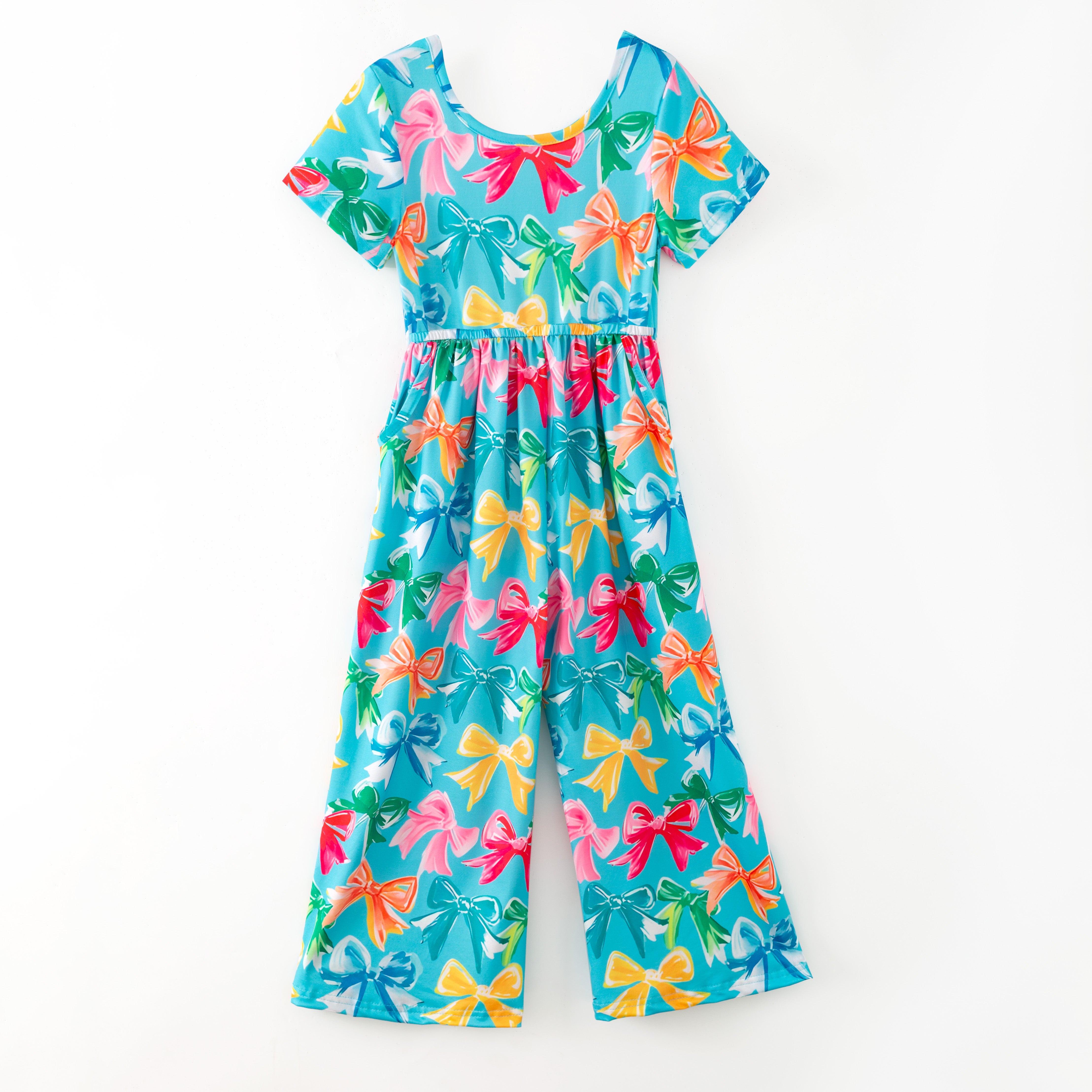 （Pre Order,Prepack Zone）Girls Bow Print Jumpsuit