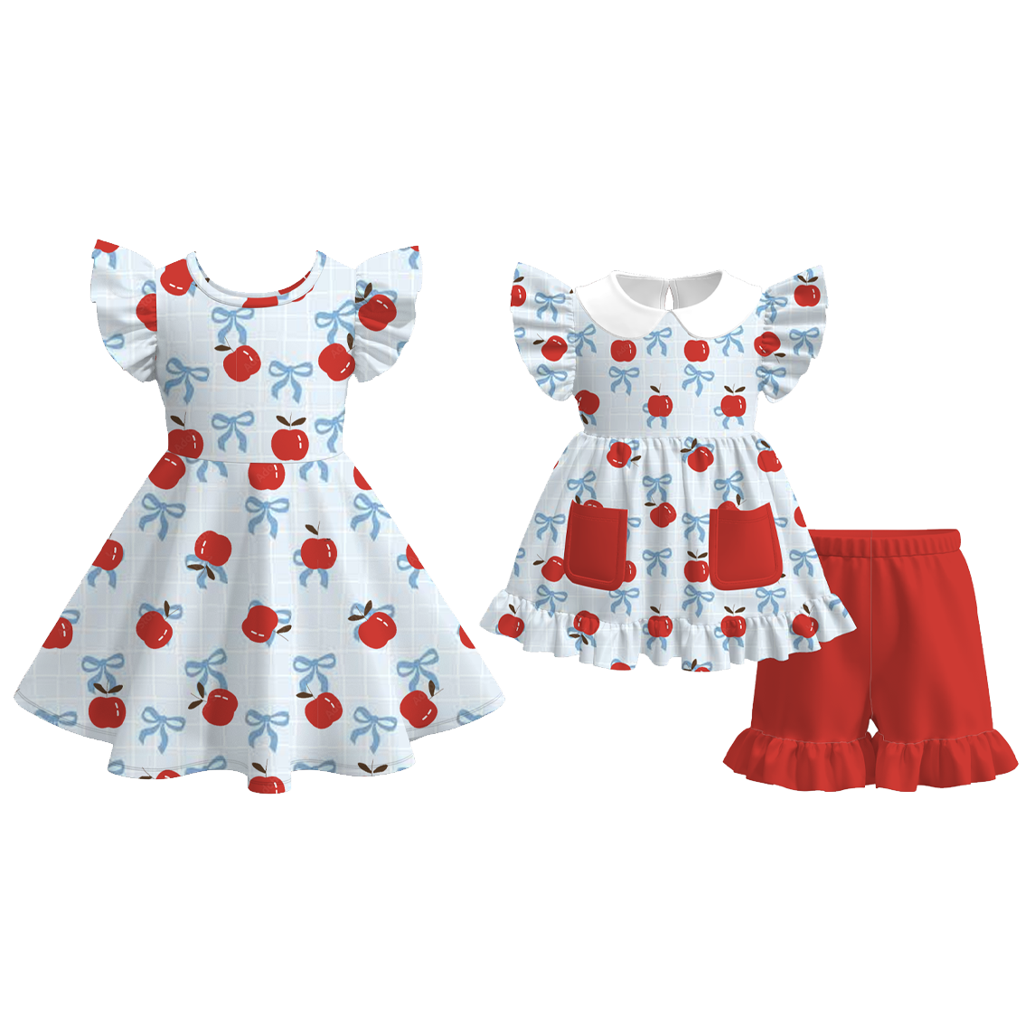 （Pre Order）Girls Summer Back To School Print Dress＆Set