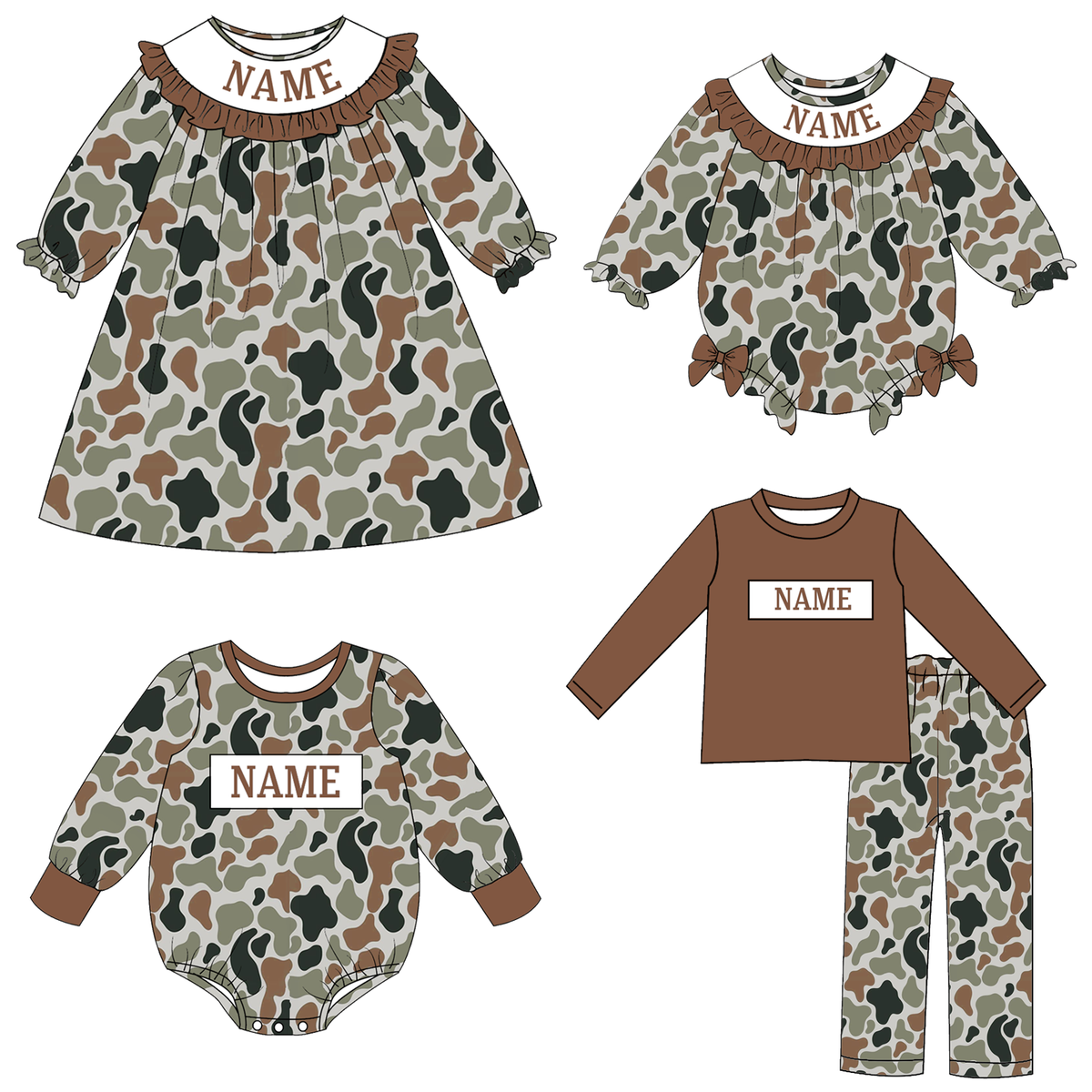 （Weekly Pre-Order）Siblings Camouflage Embroidery Smocked Dress,Set&Romper（Ends 10.18）