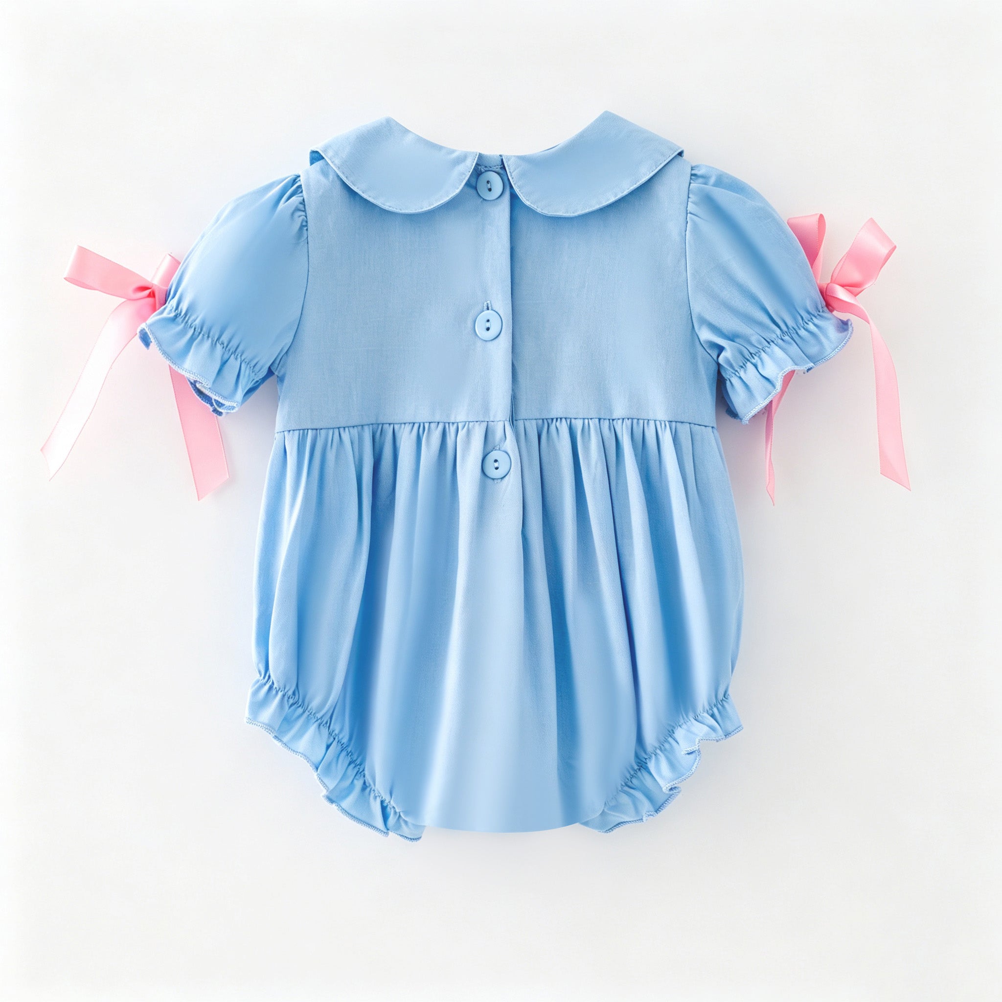 （In Stock）Toddler Girls Pumpkin Embroidery Smocked Cotton Romper