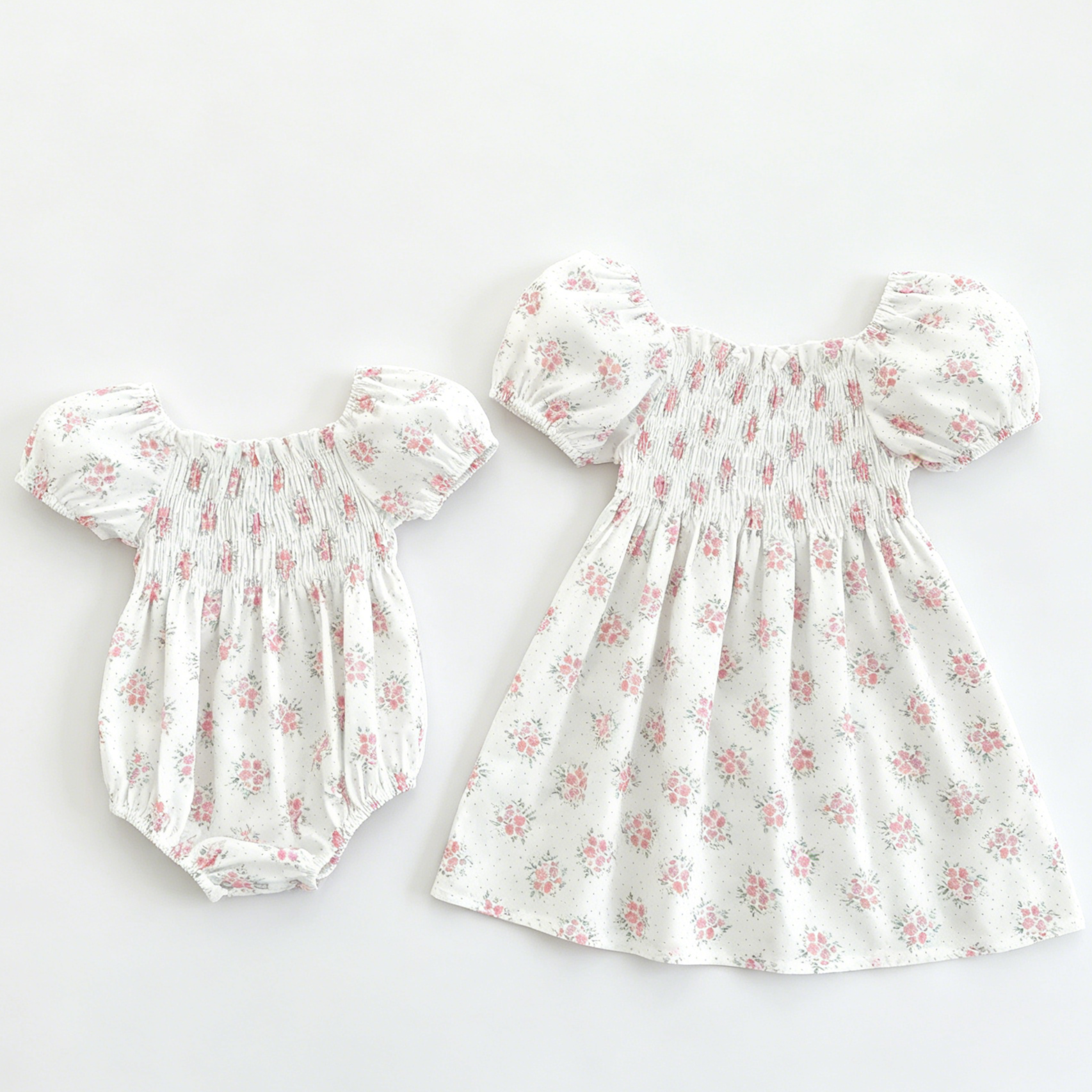 （Pre Order 2 Weeks）Sisters Floral Print Smocked Dress&Romper