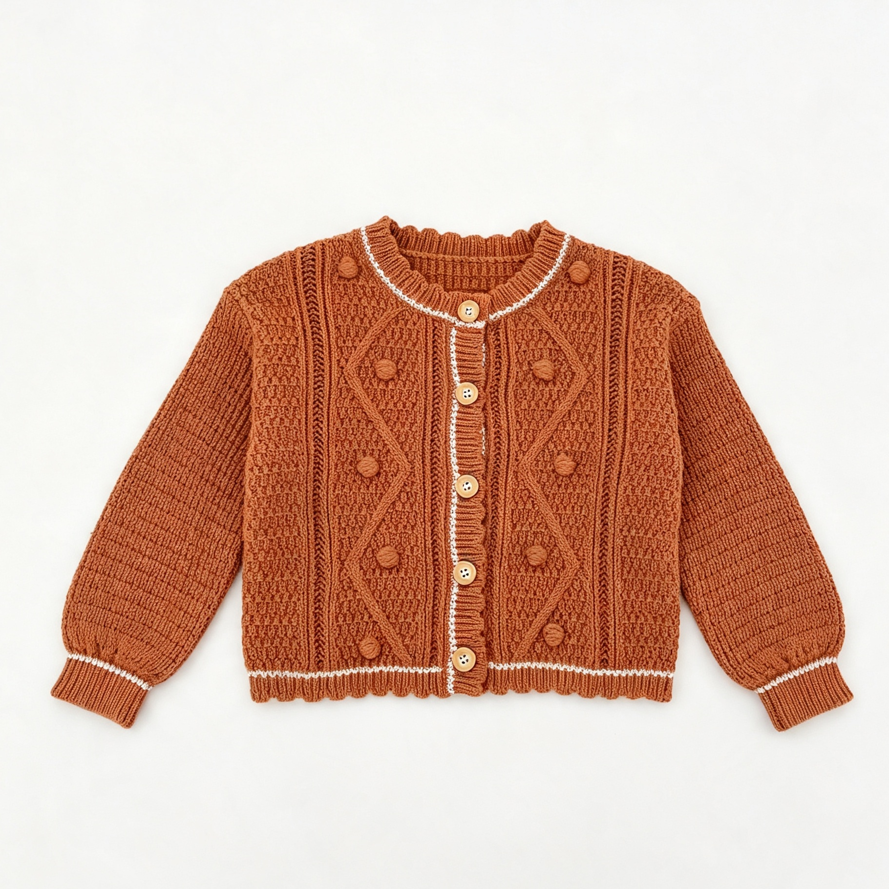 （Pre Order 2 Weeks）Girls Fall Knitted Cardigan with Pompoms