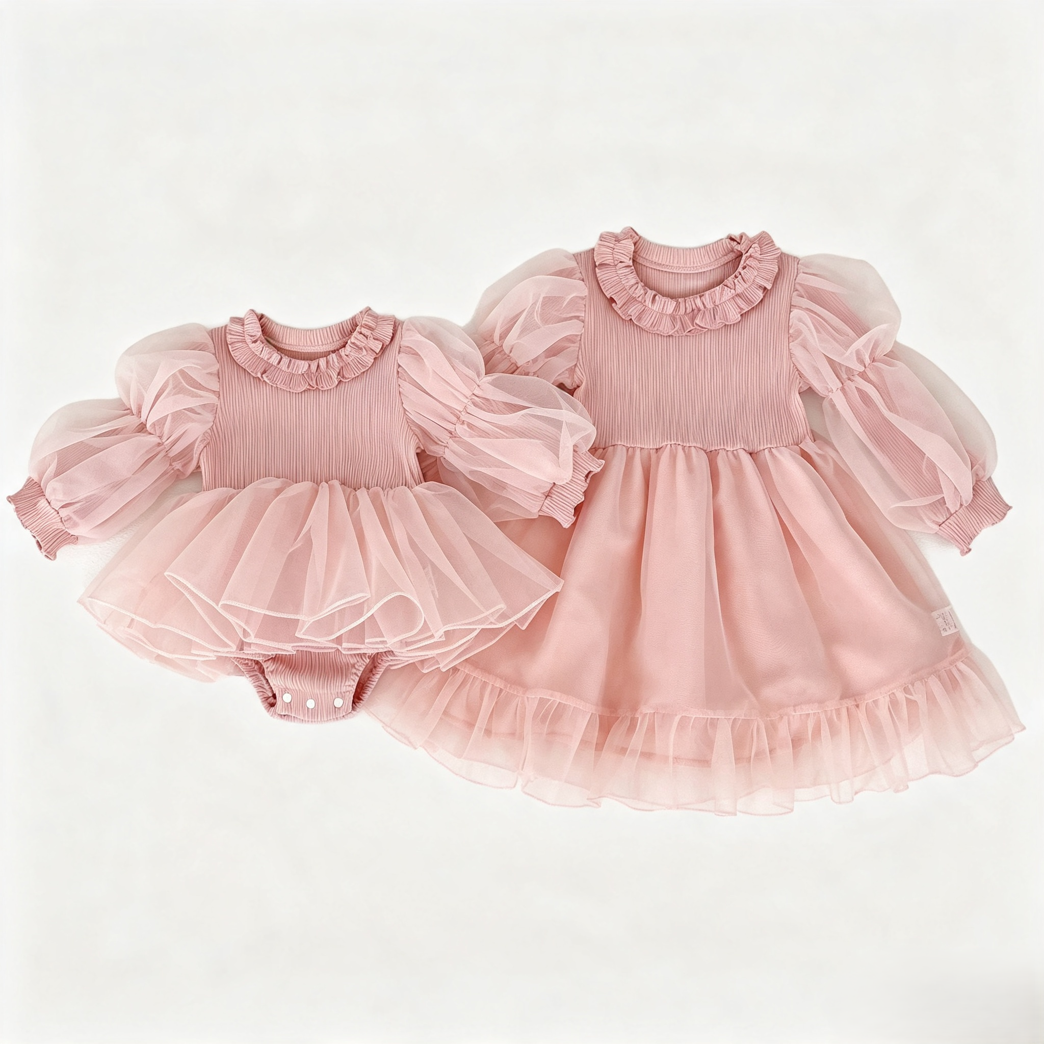 （Pre Order 2 Weeks）Sisters Fall Pink Tulle Dress&Romper