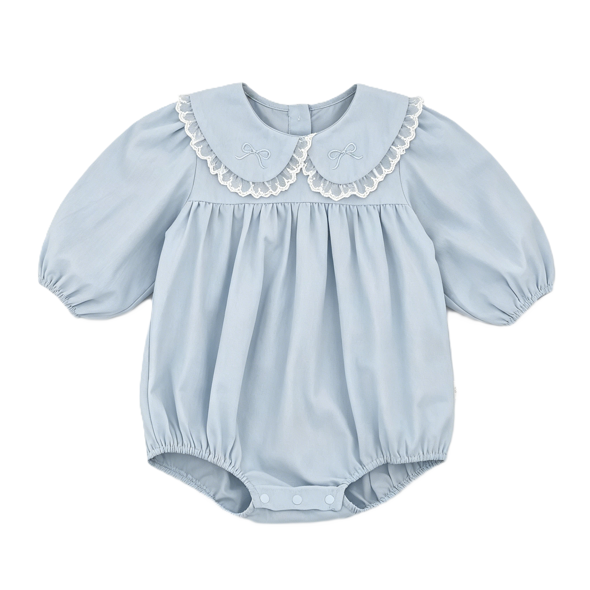 （Pre Order 2 Weeks）Girls Fall Bow Embroidery Lace Romper