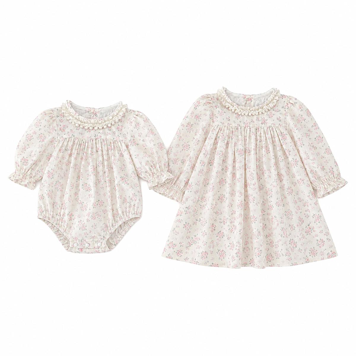 （Pre Order 2 Weeks）Sisters Fall Floral Print Lace Dress&Romper