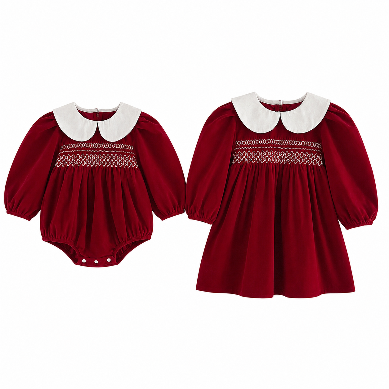 （Pre Order 2 Weeks）Sisters Christmas Smocked Dress&Romper