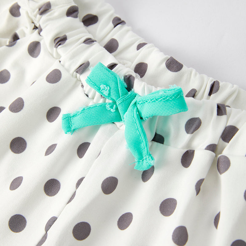 （In Stock）Girls Spring and Summer Mint Swiss Dot Top Milk Silk Shorts Set