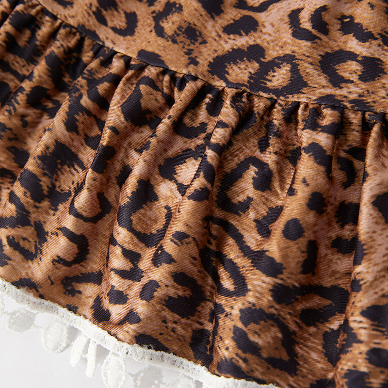 （In Stock）Girls Spring and Summer Leopard Print Dress