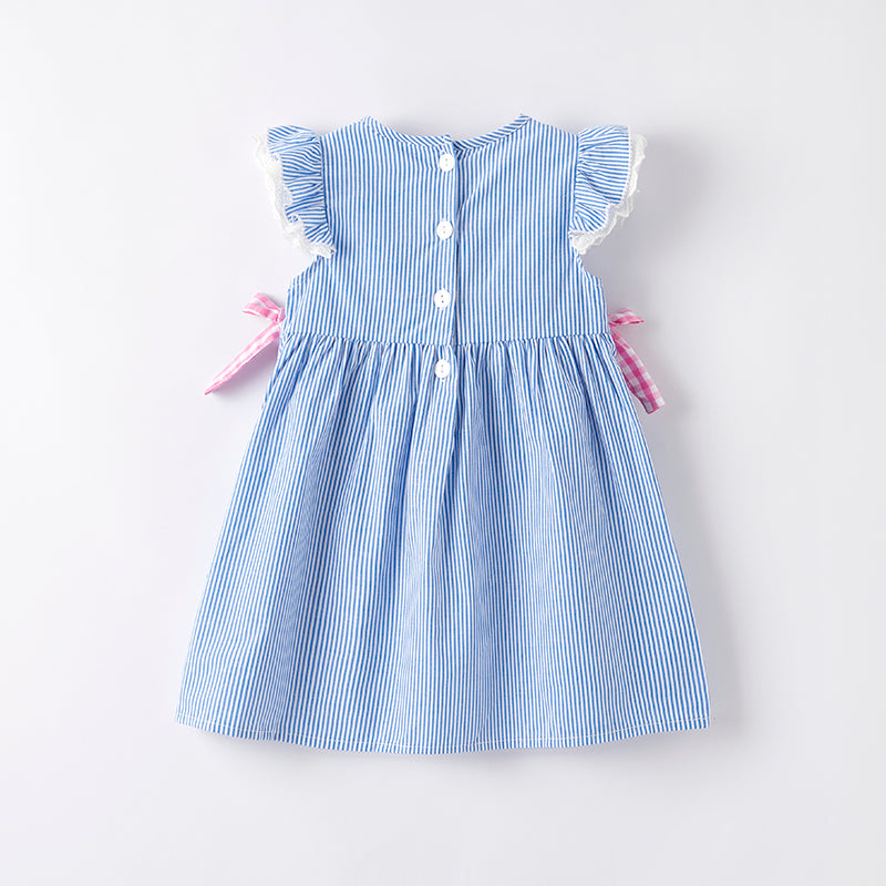 （In Stock）Girls Summer Back To School Pencil Applique Cotton Dress