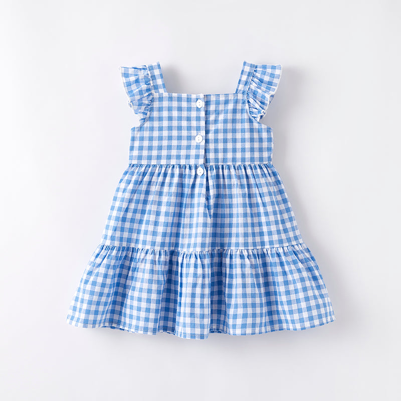（In Stock）Girls Summer Back To School Apple Sequin Cotton Dress