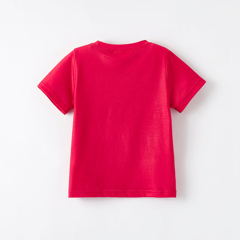 （In Stock）Boys Spring and Summer Bird Print Red Top