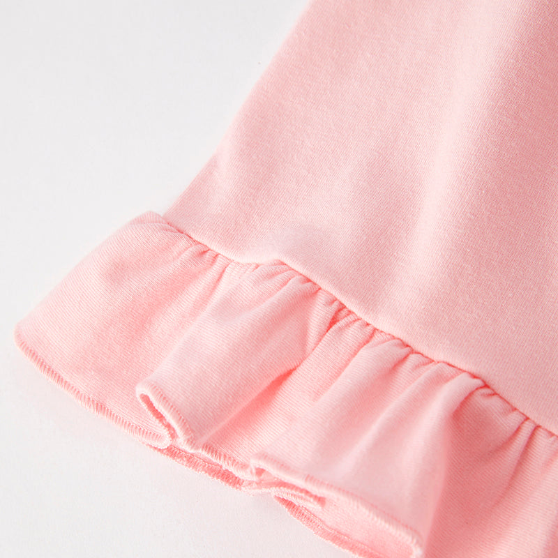 （In Stock）Girls Spring and Summer Cartoon Applique Shorts Set