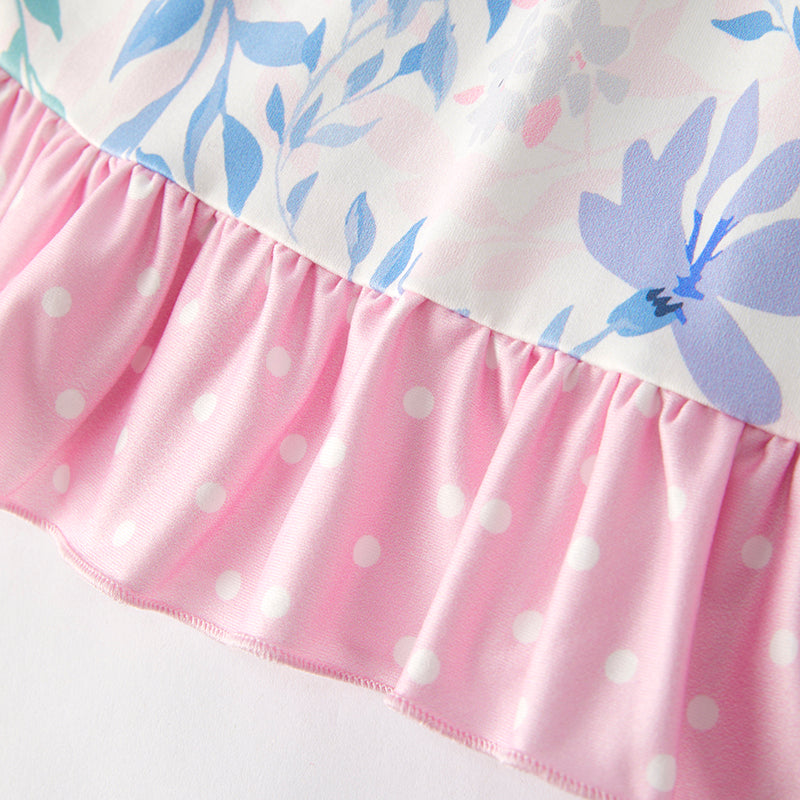 （In Stock）Girls Fall Lavender Floral Print Dress