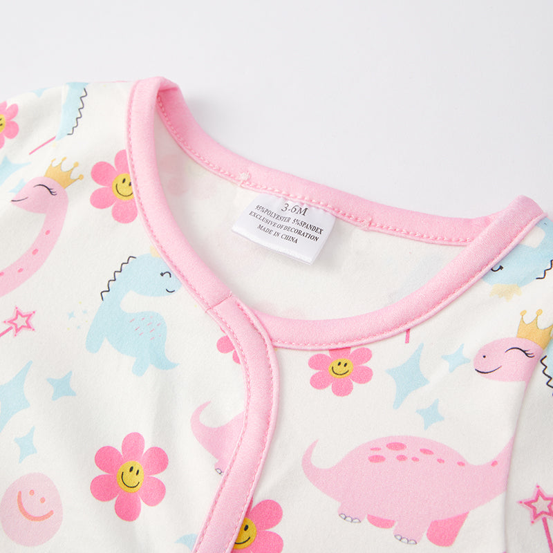 （In Stock Q12-1-1）Baby Girls Dinosaur Print Baby Gown