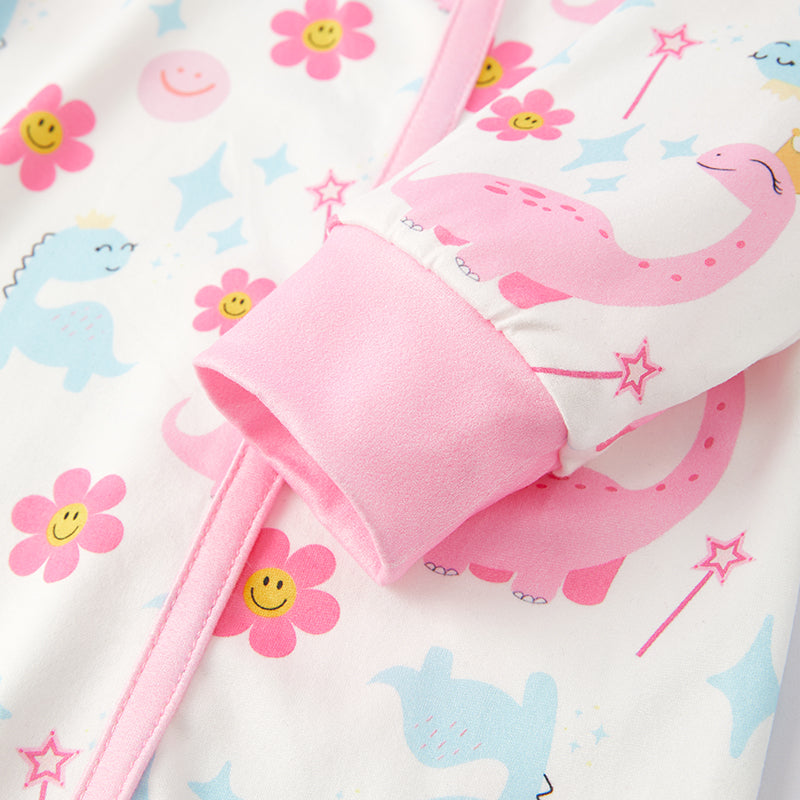 （In Stock Q12-1-1）Baby Girls Dinosaur Print Baby Gown