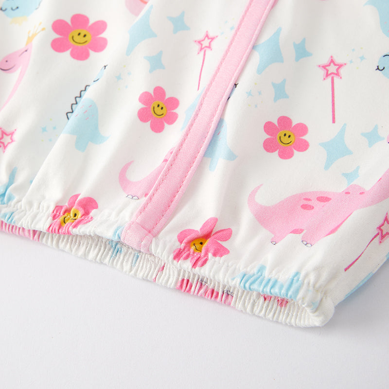 （In Stock Q12-1-1）Baby Girls Dinosaur Print Baby Gown