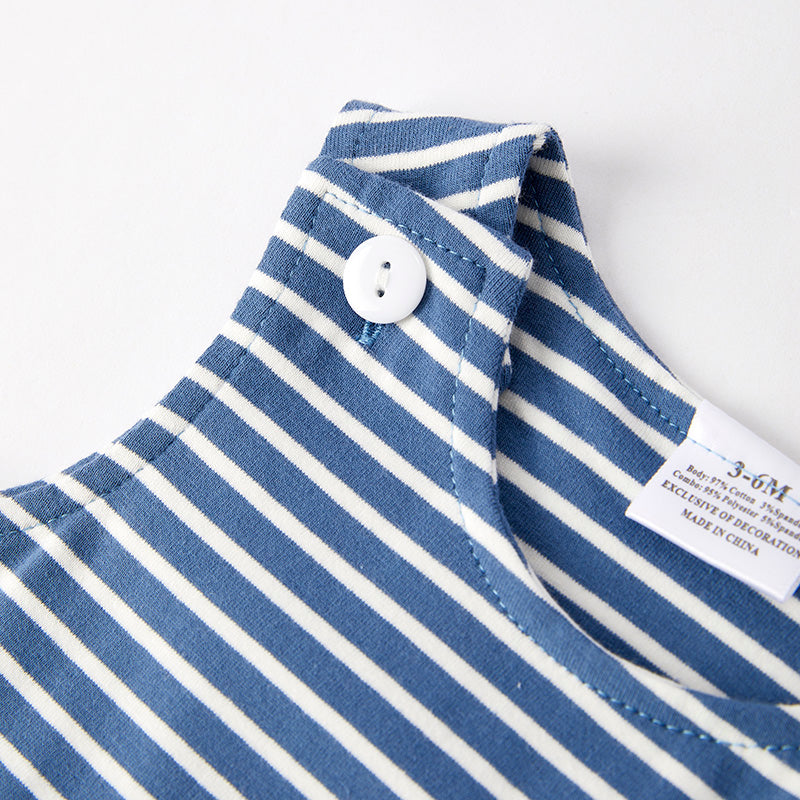 （In Stock）Toddler Boys Spring and Summer Whale Print Stripe Romper